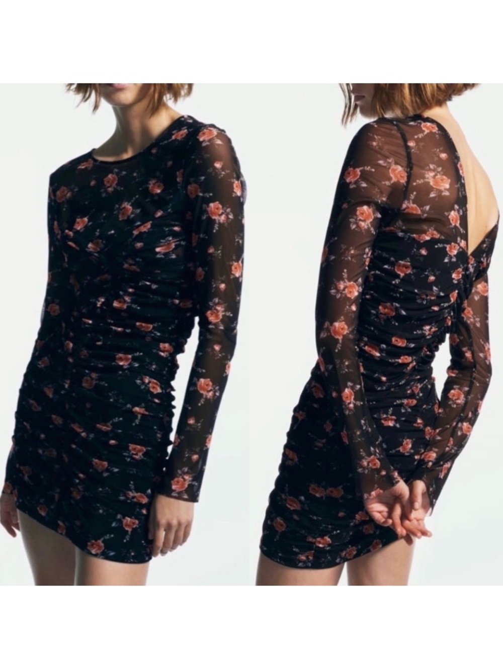 ZARA Floral Print Mini Dress XL NEW NWT